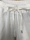 Talia Benson, Italian Linen Slouchy Drawstring Pants with Side Pockets, Female, White