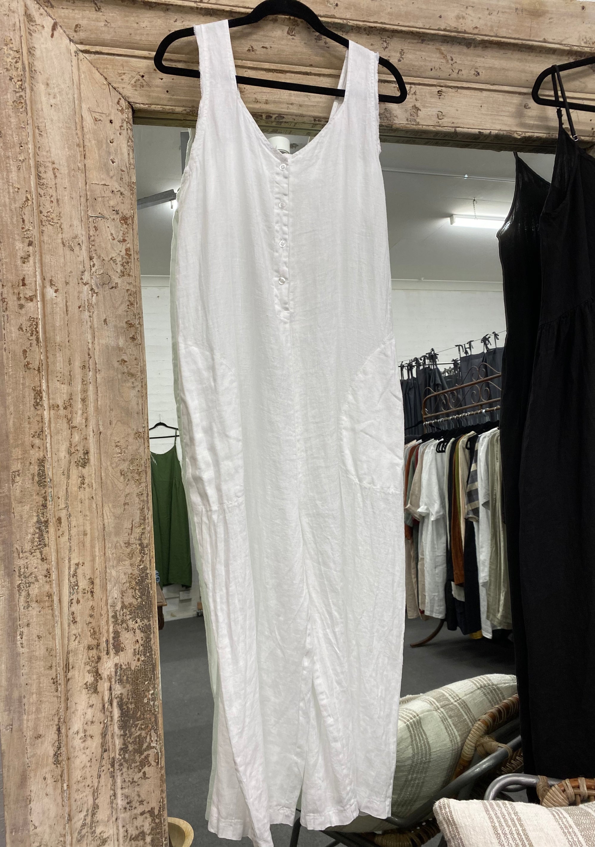 Montaigne, K C Linen Jumpsuit, Female, White, One Size