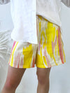 Little Lies, Paint Stroke Linen Shorts, Female, Multi